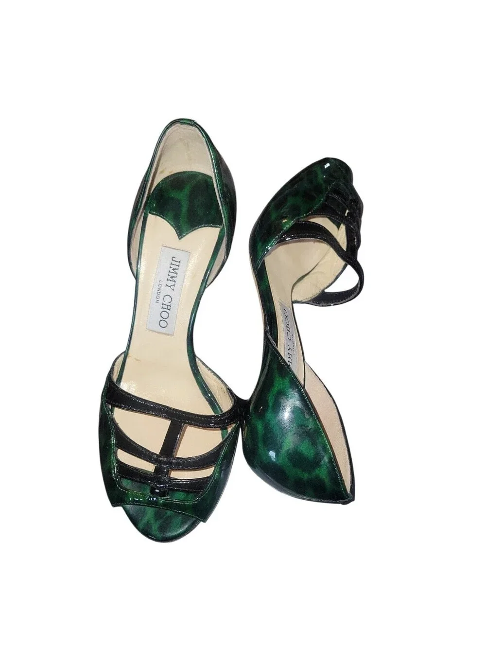 Jimmy Choo Green and Black Patent Leather  D'Orsay 3.5
